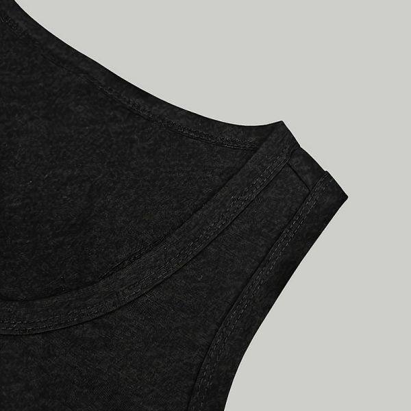 Unisex Black Sleeveless Vest Round Neck V Neck Gym Tank Tops
