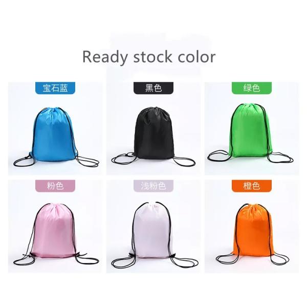 Customized Medium Size Polyester Nylon Drawstring Backpack for Silk Screen Printing