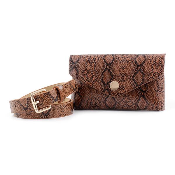 Waist Bag Female Girdle Leopard Stripe 2 In 1 Ladies Belt Bag Waist Bag Belt Mobile Phone Flap Leather Fanny Pack