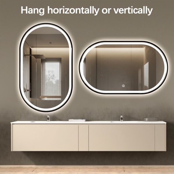 LED Illuminated Arch Bathroom Mirror Copper Free Silver Mirror With Defogger