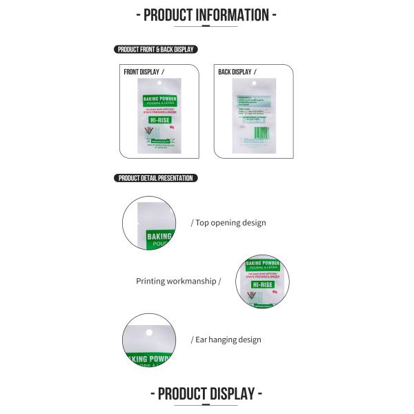 Custom Printing Baking Powder Dried Food Packaging Bag Moisture Proof Plastic Stand Up Pouch
