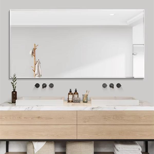 Minimalist Frameless Rectangular Wall Mirror 5mm HD Copper Free Silver Mirror Without Light