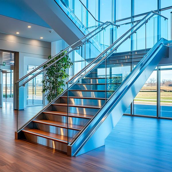 High-Quality Stainless Steel Handrails with Flat Saddle for Glass Staircase Applications