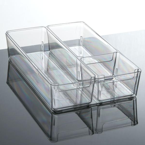 Stackable Refrigerator Organizer Bins Clear Kitchen Organizer Container Bins With Handles Plastic Bags For Pantry, Cabinets, Shelves, Drawer, Freezer - Food Safe