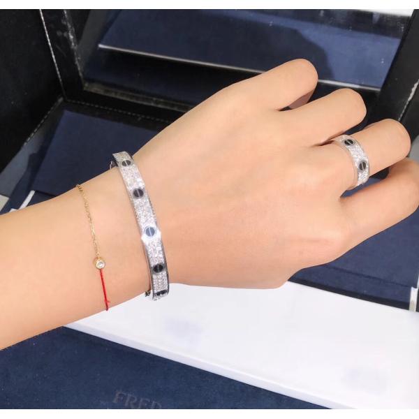 Factory Custom Fine Jewelry 18k White Ogold LOVE Bracelet, Diamond-Paved, Ceramic Bracelet