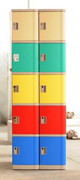Keyless 5 Tier Beige Plastic School Lockers Corrosion Proof / Highly Water Resistant