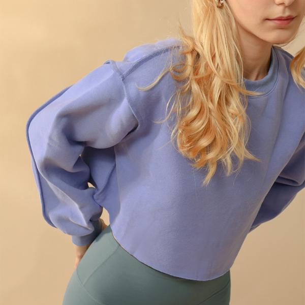 Outdoors Oversized Cropped Crewneck Sweatshirt Hoodie Crop Top Women'S Raw Hem