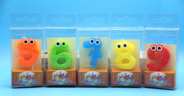 Birthday Candles 0-9 Number Candle with Glitter and Two Cute Eyes Designed
