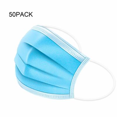 Light Blue 3 Ply Disposable Face Mask , Disposable Earloop Mask Adult Size