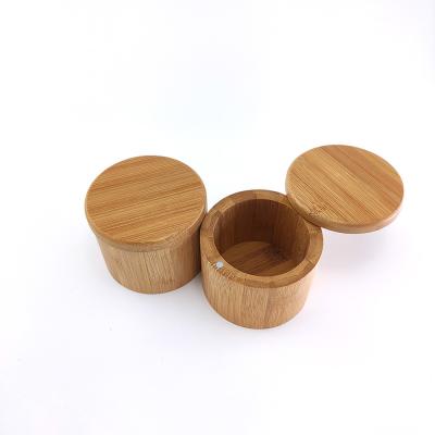 recipiente de armazenamento de bambu da cozinha de 9*7cm com o frasco 165g de sal da tampa