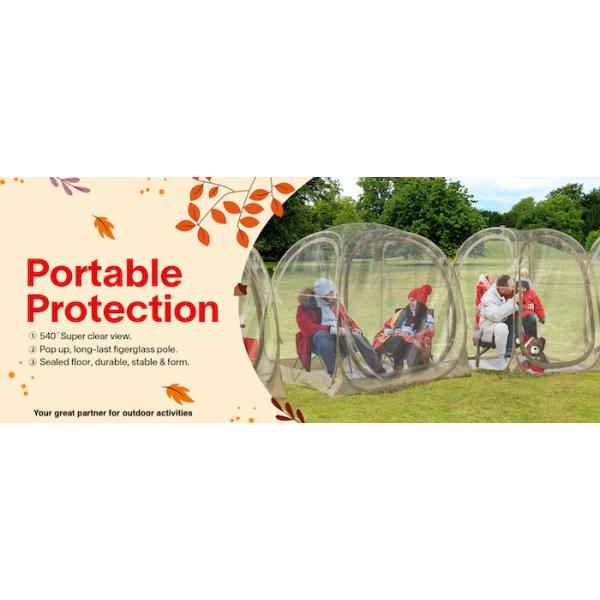 160*160*160CM Outdoor Transparent Camping Pop Up Tent With Strong Steel Frame UV Protection Polyester