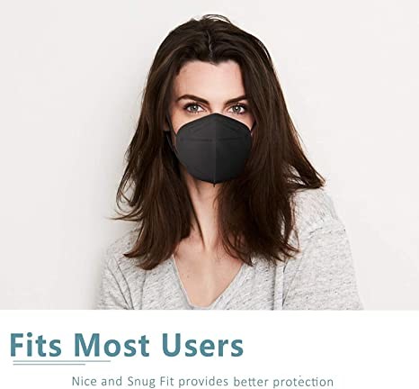 Black Navy 5 Layer KN95 Face Mask With Adjustable Nose Clip