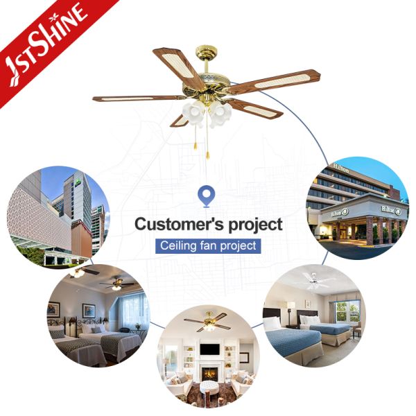 52 Inch Traditional Ceiling Fan with Pull Chain Control and AC Motor for Restaurants