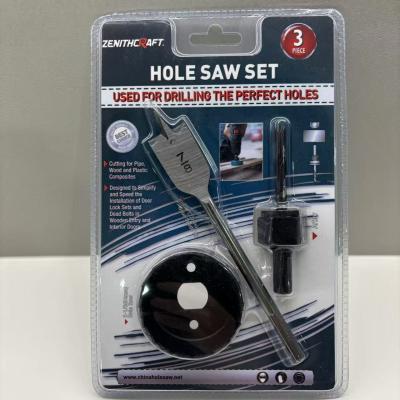 Durability 3PC Lock Installation Hole Saw Kit Customizable Black Oxide / Spray Painted