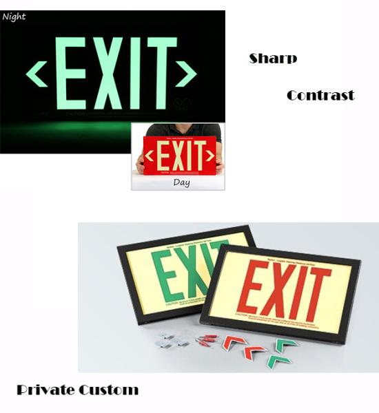 Rechargeable Photoluminescent Safety Exit Sign Emergency Evacuation Running Man