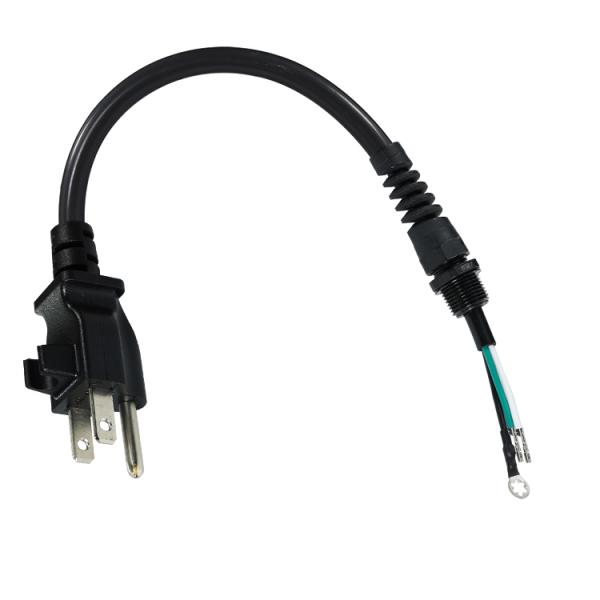 3P Open End Extension Cord, NEMA 5-15P Plug to Bare Wire, 14AWG  Power Cable with Strain Relief Cable Clip, Indoor/Outdoor Use