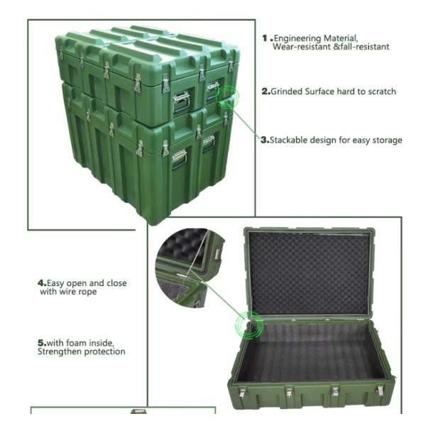 Anticaídas 850 mm Caja militar de moldeo rotativo caja militar verde