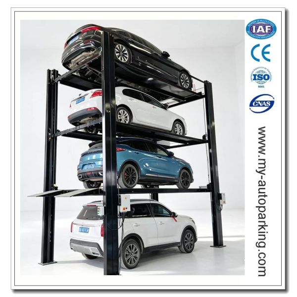 Safe Four Post Quadruple Parking Stacker Anti Fall Lock 4 Cars Vertical Storage Lift