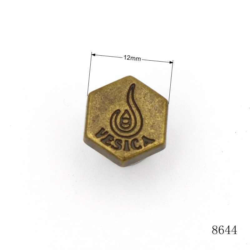 12mm Bag Rivets Customized Leather Studs Hexagon With Branding Name