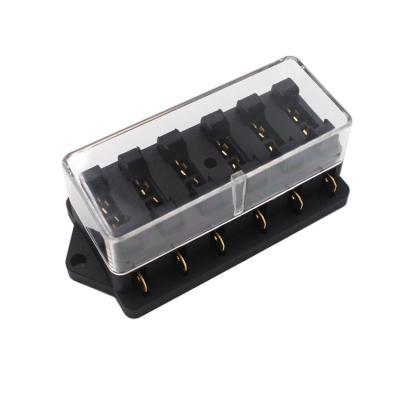 Auto PA66 6 Way Blade Fuse Holder / Bus Fuse Holder 32V With PC Cover