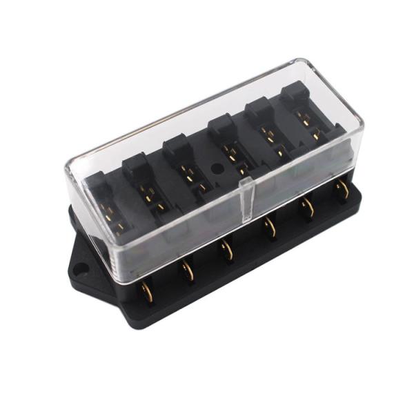 PCカバーが付いている自動PA66 6方法刃のヒューズのホールダー/バス ヒューズのホールダー32V