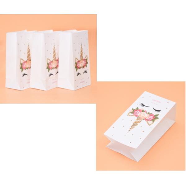 Напечатанное единорогом печатание дружелюбных бумажных мешков подарка ECO Kraft рождества УЛЬТРАФИОЛЕТОВОЕ