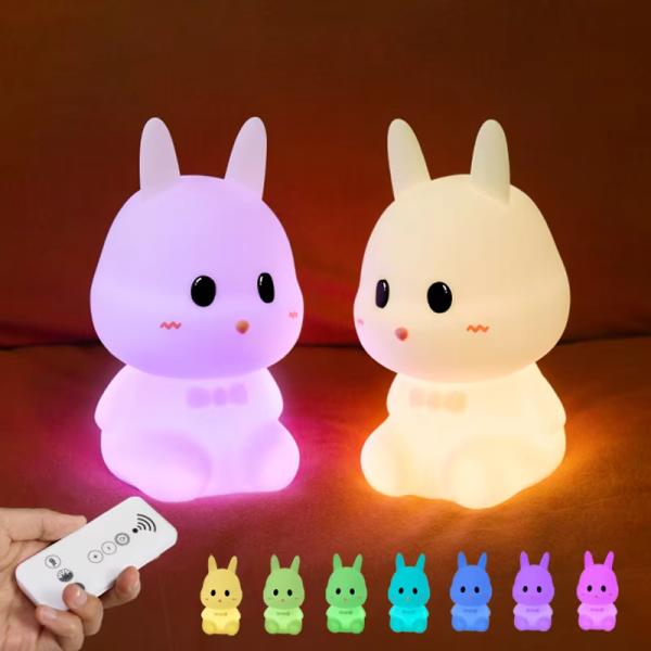 Bunny Night Light Nontoxic Silicone Material LED Lamp For Child / Baby Sleep Training Home Decor