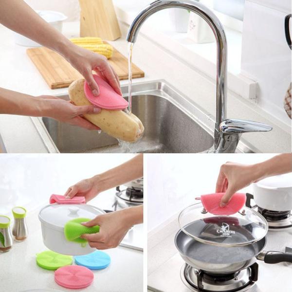 Multifunction Dish Cleaning Pad Sponge Kitchen Silicone Brush For Washing Dishes