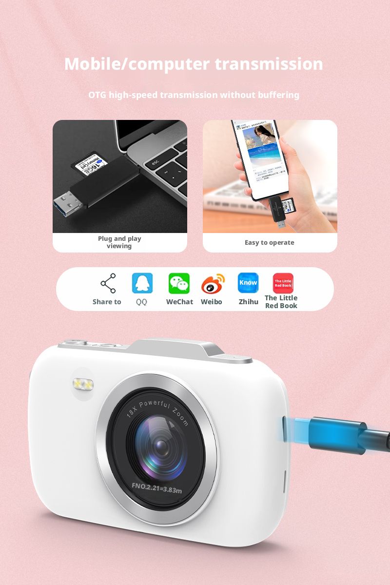 4K 64MP Optical Zoom Digital Camera 16x Electronic Image Stabilization HD Screen Auto Focus Smile Capture Compact Portable