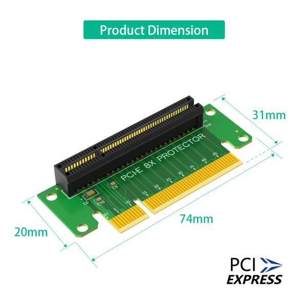 PCI-Express 8X Riser Card 90-Degree Left-Angle Adapter Card 1U Height Computer Server PCIe Socket, PCI-E 8X Elevated