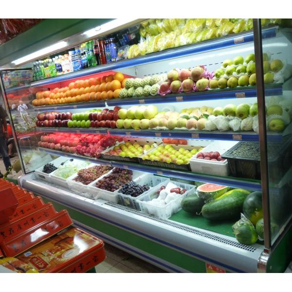Vegetable / Milk Upright Multideck Open Chiller 2 Degree With Vertical Curtain Chiller For Energy Saving