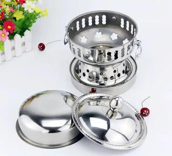 Alcohol Stove Buffet Pot With Lid / Stainless Steel Alcohol Pot