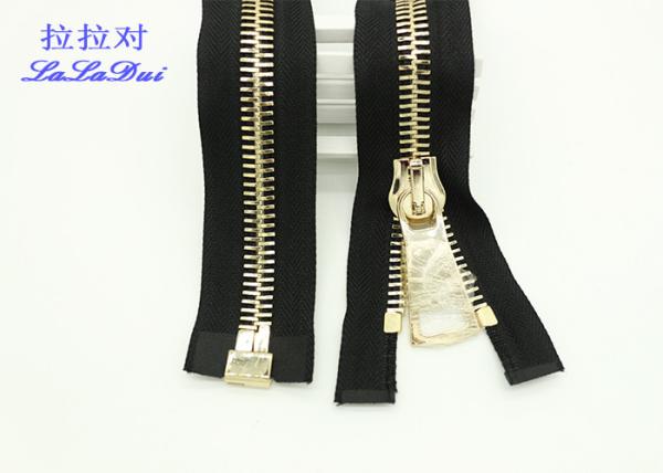 Bright 22 Inch Dual Separating Parka Zipper , Light Gold Teeth Reversible Separating Zipper