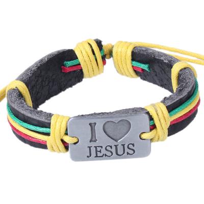 English alphabet bracelet European style unisex leather bracelet wholesale alloy bracelet