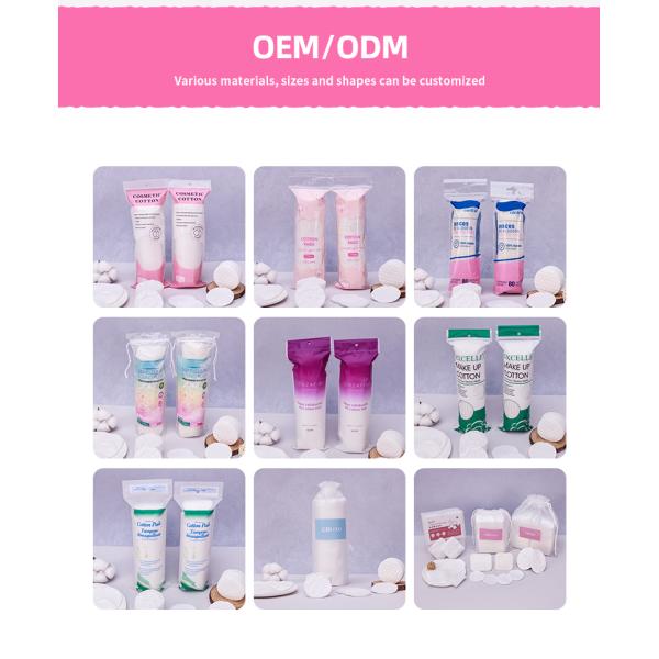 Rondas de algodón cosmético OEM Rondas de algodón sin maquillaje