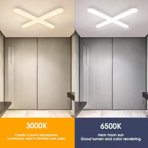 55W LED Cross Light 3000K 4000K 6500K Switch Control Hotel Ceiling Lamp 220V AC