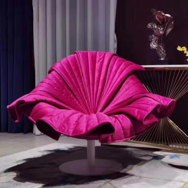 Nordic Light Luxury Velvet Flower Petal Chair Hotel Showroom Stainless Steel Base