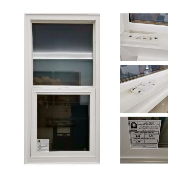 Американский стиль UPVC одноподвешенное окно виниловое вверх-вниз скользящее окно