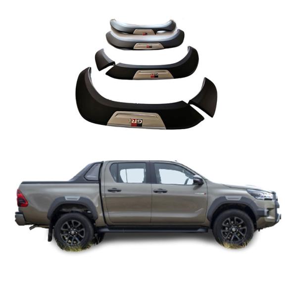 Black 4X4 Concave Rivet ABS Fender Flares For Toyota Hilux Revo 2019 2021