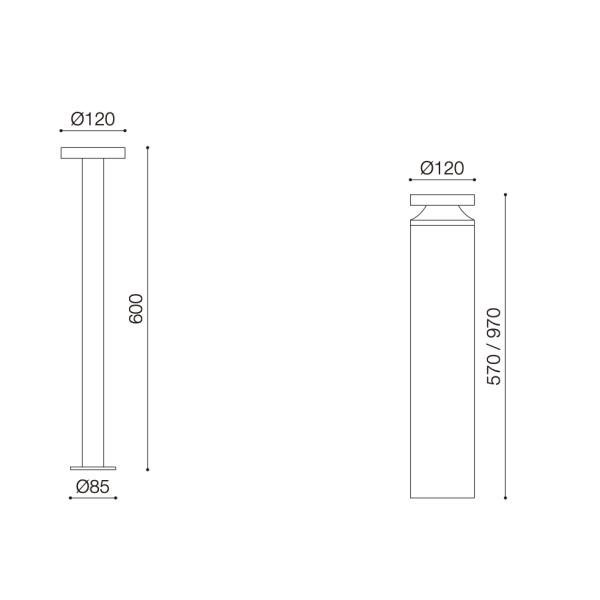 300lm LED Bollard Light Sky Dark 12W SMD Garden Outdoor LED Lights