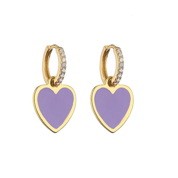 Heart Gold Enamel Hoop Earrings