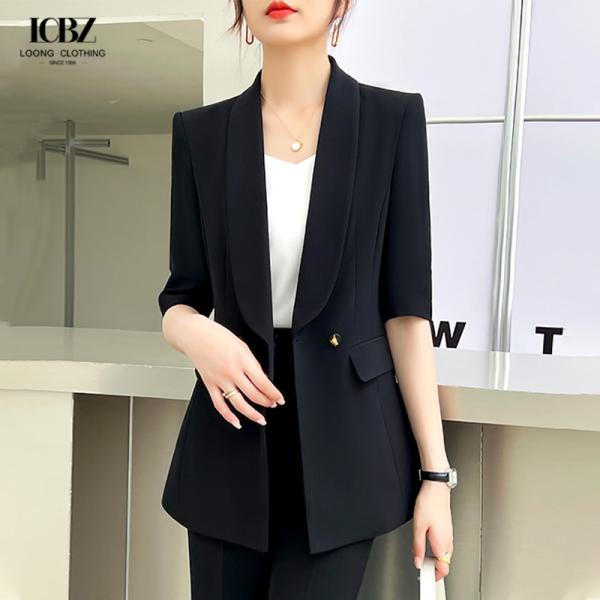 Спандекс / Бамбуковое волокно Высокий разрез В-ошейник Белые деловые формальные брюки костюмы для женщин