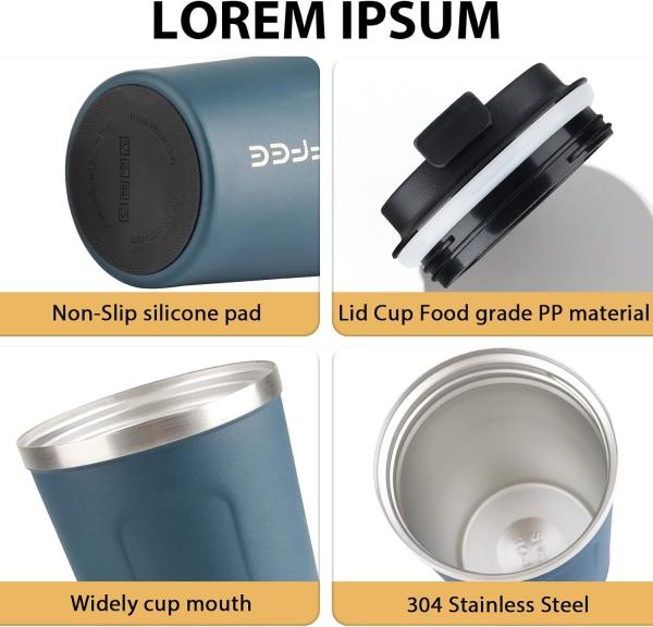 Customized Reusable Double Walled Insulated Mug Coffee Cups 510ml 380ml