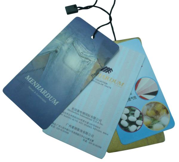 Custom Clothes Tag, Personalized Blue Clothing Paper Hang Tags For Bags / Hats