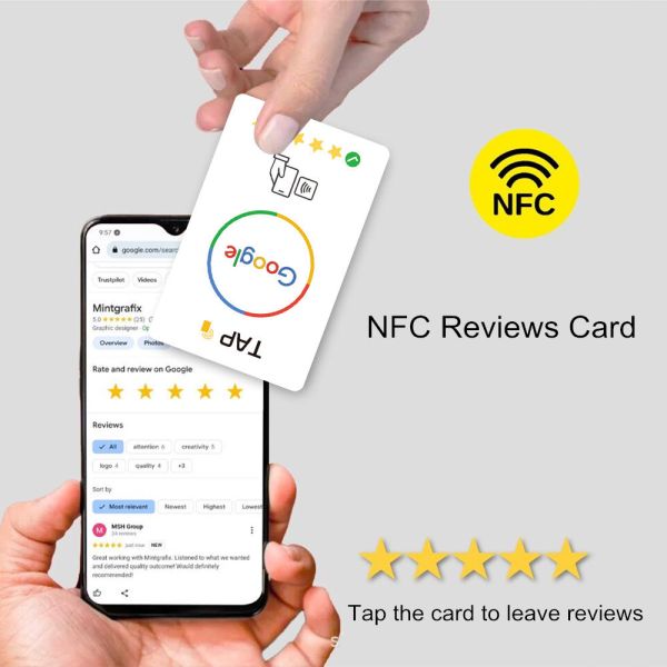 High Quality Customize Printing Epoxy NFC Card Google Reviews Card
