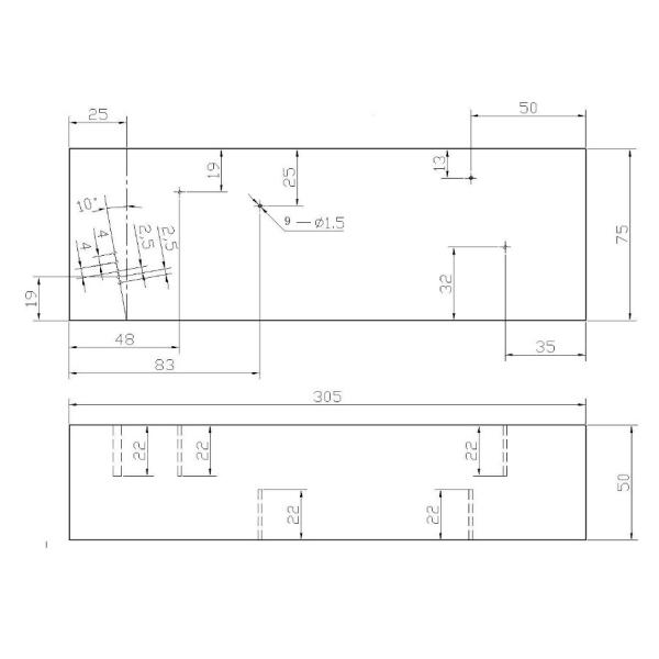 la calibración ultrasónica de 305m m x de 75m m x de 50m m IOW bloquea IOW para la medida del perfil del haz