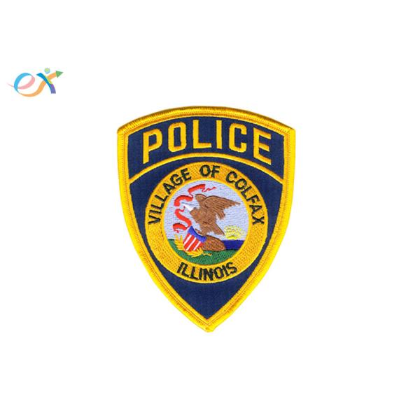 Twill Background Police Iron On Patch , Custom Embroidered Logo Patches