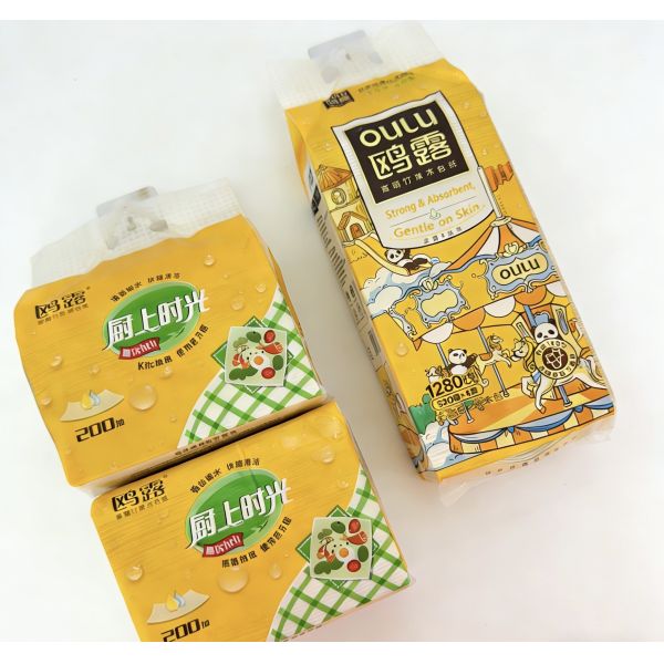 Wholesale OEM Natural Bamboo Pulp Soft Eco-Friendly 2 Ply Highly Absorbent Disposable Kitchen Paper Towel Home Cleaning Roll
