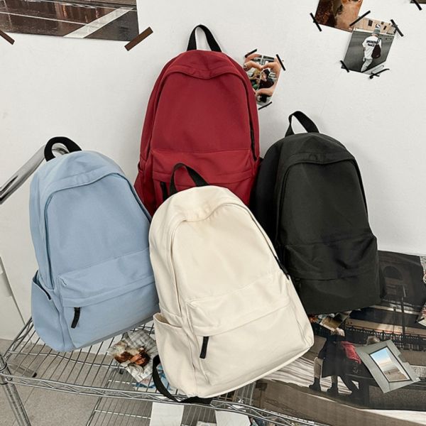 Colefa Japanese Style Unprinted Backpack for Male Female Large Capacity Solid Color Middle High School College Student Backpack