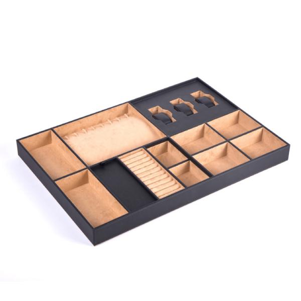 Organizador de cajones de joyas de cuero de alta calidad inserta bandeja para armarios diseño modular tamaños personalizados Mjmhd 23.05.00107
